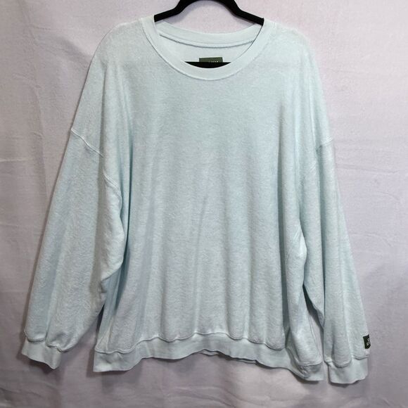 Daily Drills Oversized Crew Neck Terry Cloth Cozy Sweatshirt Surf Green Size M/L - Picture 1 of 10